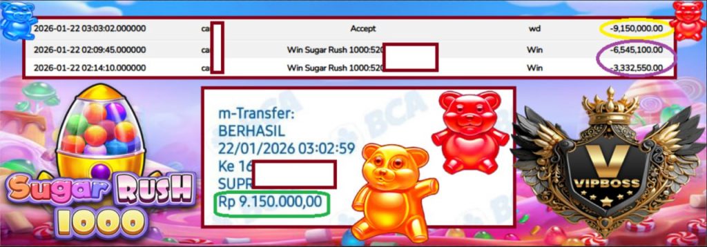 VVIPBOS JACKPOT PRAGMATIC SUGAR RUSH 1000 Rp.9.150.000,- LUNAS