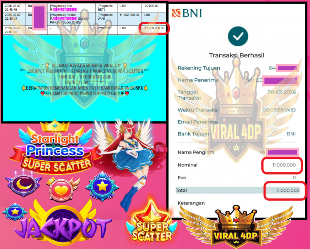 VIRAL4DP JACKPOT PRAGMATIC STARLIGHT PRINCESS SUPER SCATTER Rp.11.000.000,- LUNAS