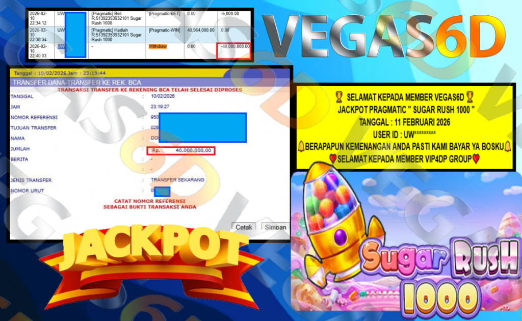 VEGAS6D JACKPOT PRAGMATIC SUGAR RUSH 1000 Rp.40.000.000,- LUNAS