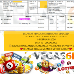 VEGAS6D JACKPOT TOGEL SYDNEY POOLS “6564” Rp.20.500.000,- LUNAS