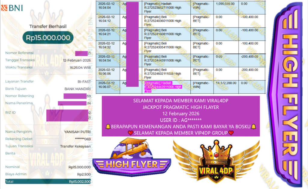VIRAL4DPJACKPOT PRAGMATIC HIGH FLAYER  Rp.15.000.000,- LUNAS