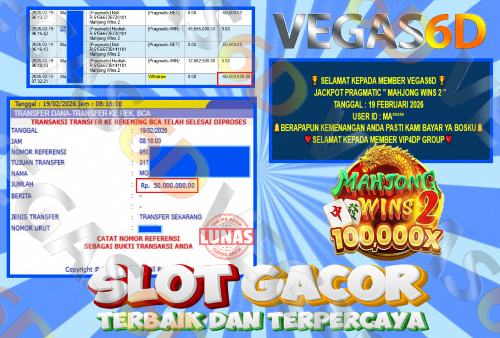 VEGAS6D JACKPOT PGSOFT MAHJONG WINS-2 Rp.50.000.000,- LUNAS