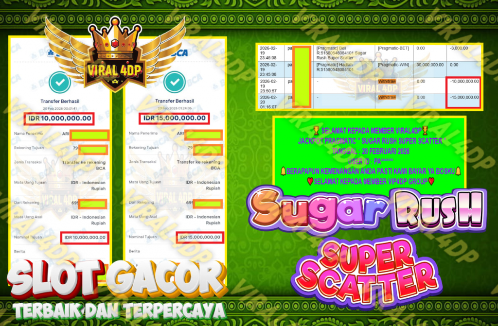 VIRAL4DP JACKPOT PRAGMATIC SUGAR RUSH SUPER SCATTER Rp.25.000.000,- LUNAS