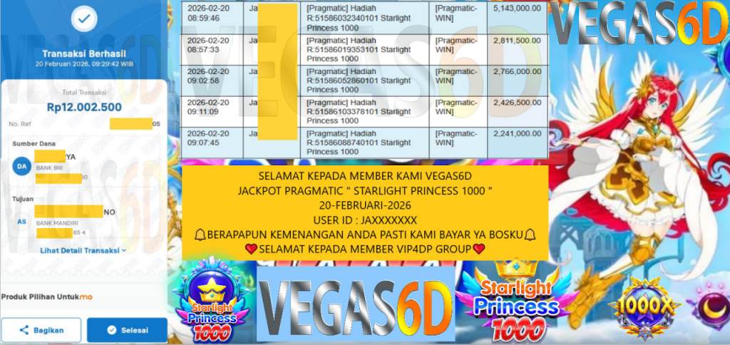VEGAS6D JACKPOT PRAGMATIC STARLIGHT PRINCESS 1000 Rp.12.000.000,- LUNAS