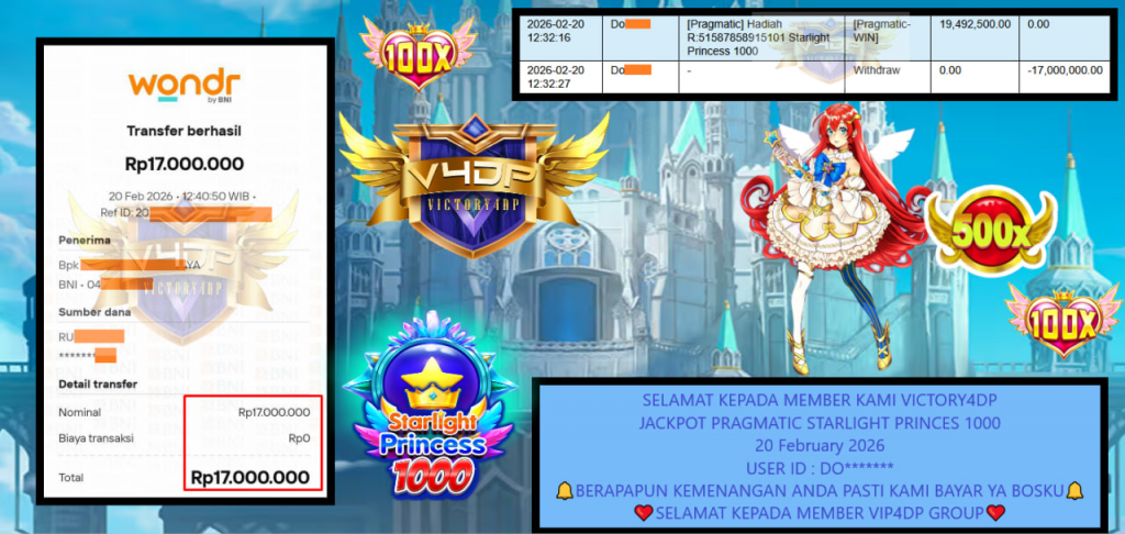 VICTORY4DP JACKPOT PRAGMATIC STARLIGHT PRINCES 1000 Rp.17.000.000,- LUNAS