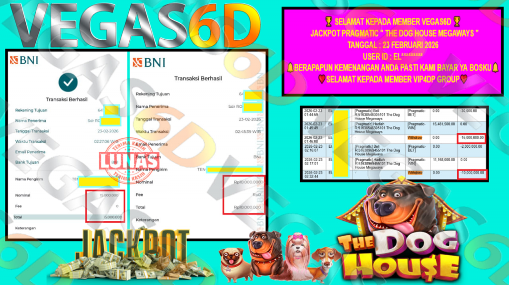VEGAS6D JACKPOT PRAGMATIC THE DOG HOUSE MEGAWAYS Rp.25.000.000,- LUNAS