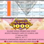 VIP4DP JACKPOT PRAGMATIC GATES OF OLYMPUS 1000 Rp.13.000.000,- LUNAS