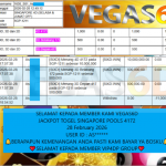 VEGAS6D JACKPOT TOGEL SINGAPORE POOLS 4172 Rp.11.000.000,- LUNAS