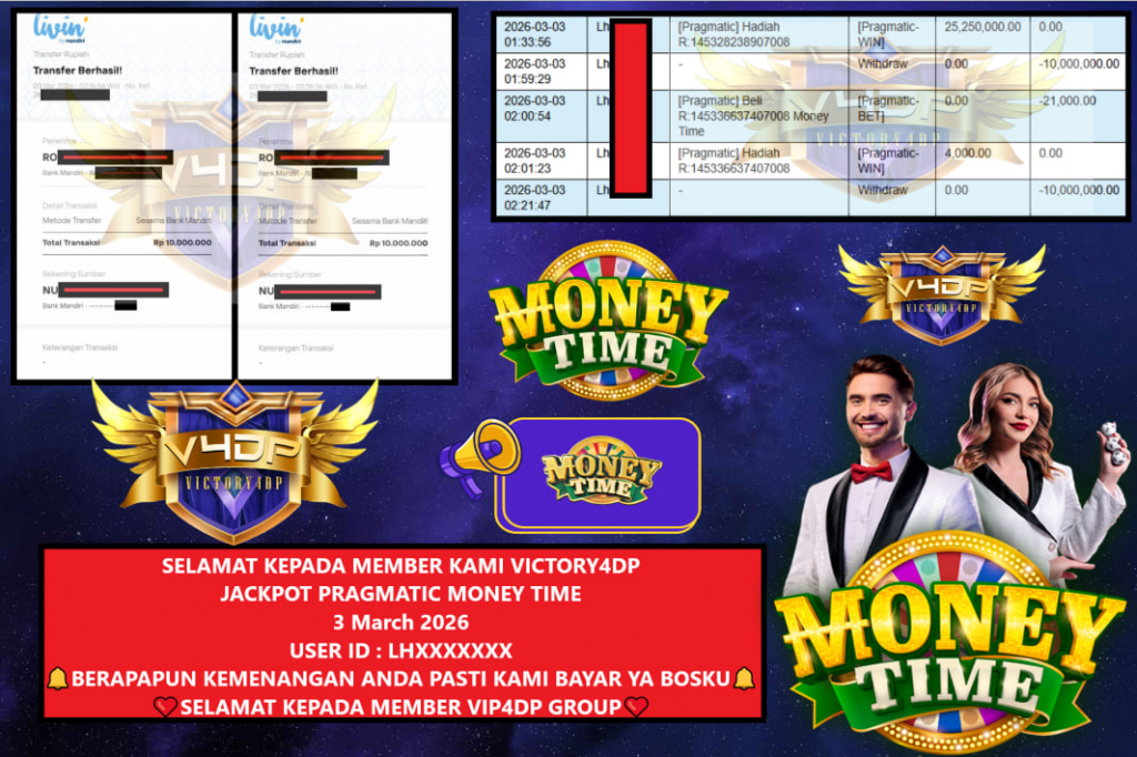 VICTORY4DP JACKPOT PRAGMATIC MONEY TIME Rp.20.000.000,- LUNAS