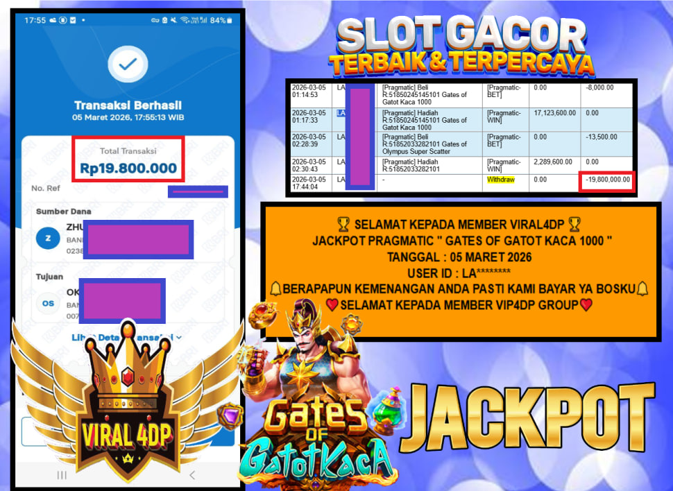VIRAL4DP JACKPOT PRAGMATIC ” GATES OF GATOT KACA 1000 ” Rp.19.800.000,- LUNAS