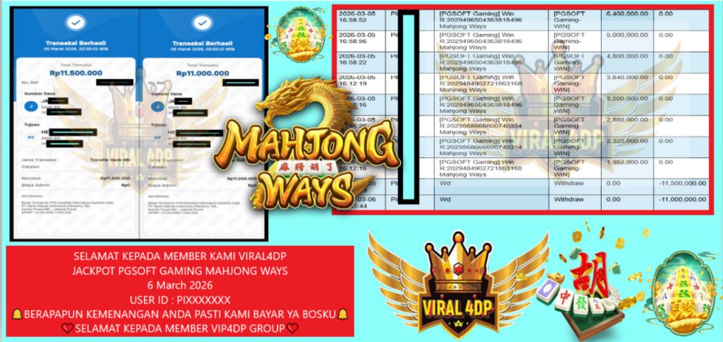 VIRAL4DP JACKPOT PGSOFT GAMING MAHJONG WAYS Rp.22.500.000,- LUNAS