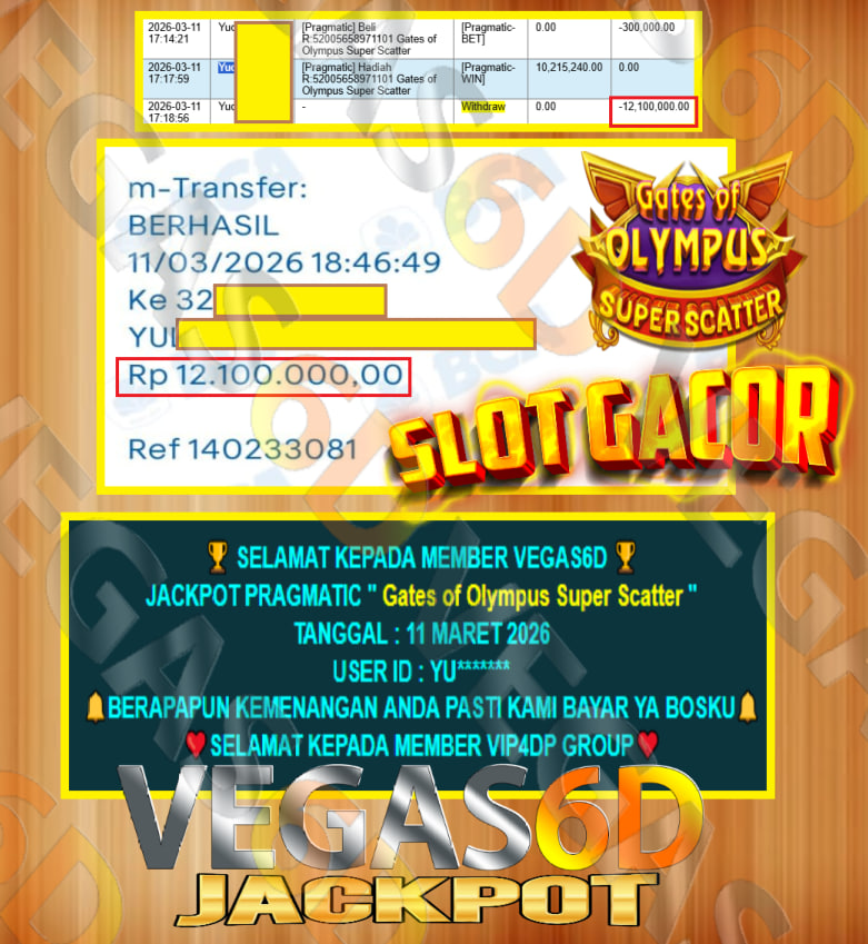 VEGAS6D JACKPOT PRAGMATIC ” Gates of Olympus Super Scatter ” Rp.12.100.000,- LUNAS