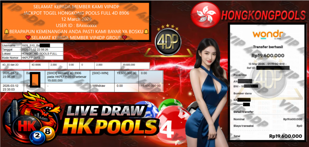 VIP4DP JACKPOT TOGEL HONGKONG POOLS FULL 4D 8906 Rp.19.600.000,- LUNAS