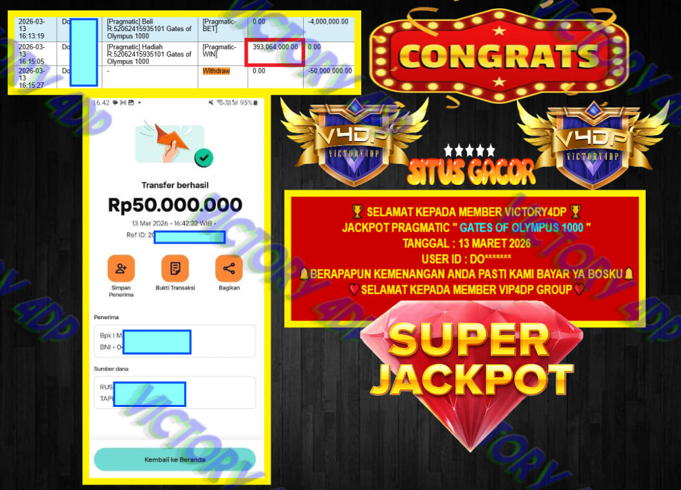 VICTORY4DP JACKPOT PRAGMATIC GATES OF OLYMPUS 1000 Rp.393.064.000,-