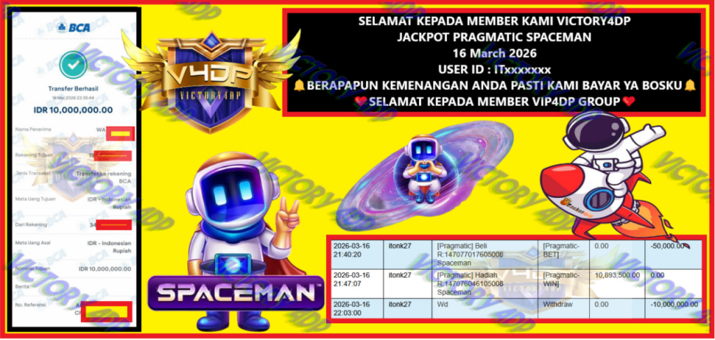 VICTORY4DP JACKPOT PRAGMATIC SPACEMAN Rp.10.000.000,- LUNAS