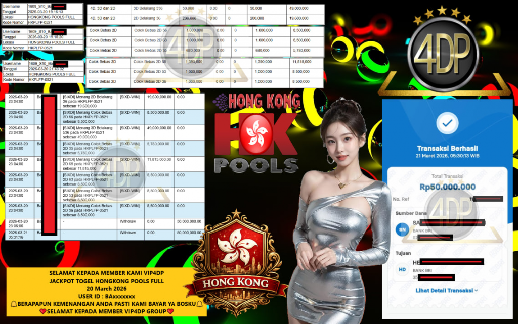 VIP4DP JACKPOT TOGEL HONGKONG POOLS FULL Rp.120.195.000,- LUNAS