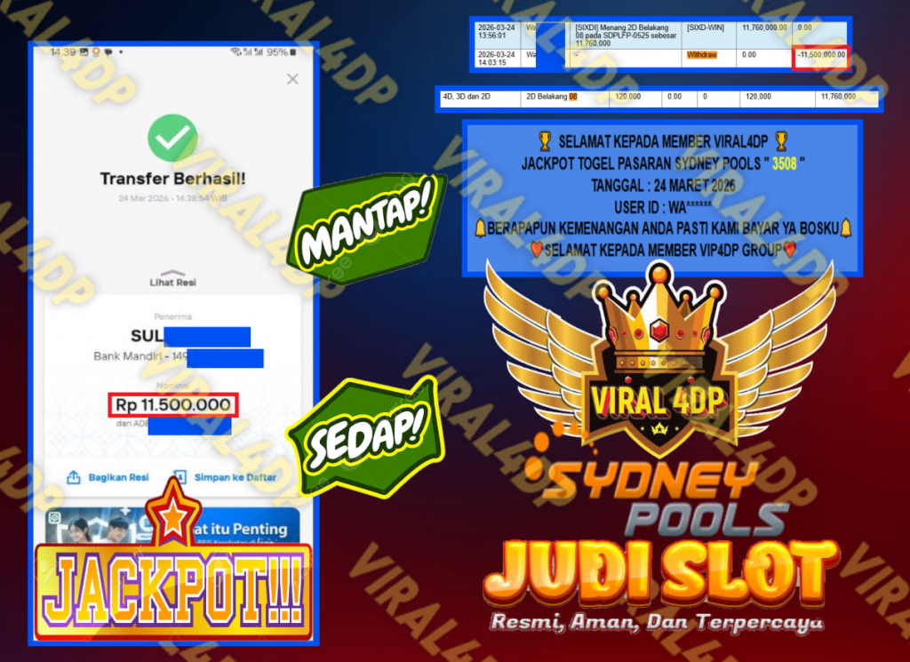 VIRAL4DP JACKPOT TOGEL PASARAN SYDNEY POOLS ” 3508 ” Rp.11.500.000,- LUNAS