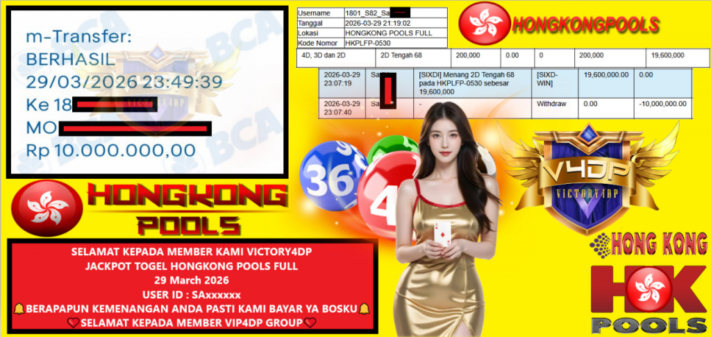 VICTORY4DP JACKPOT TOGEL HONGKONG POOLS FULL Rp.10.000.000,- LUNAS