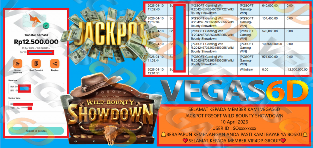 VEGAS6D JACKPOT PGSOFT WILD BOUNTY SHOWDOWN Rp 12.500.000,- LUNAS
