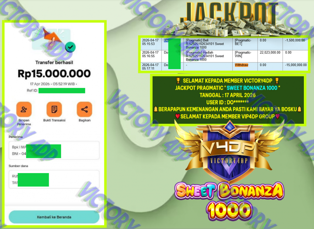 VICTORY4DP JACKPOT PRAGMATIC ” SWEET BONANZA 1000  ” Rp.10.000.000,- LUNAS
