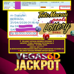 VEGAS6D JACKPOT PASARAN TOTO MACAU 5 Rp.10.000.000,- LUNAS