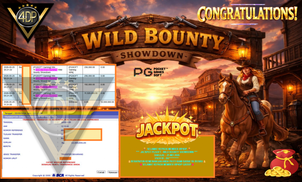 VIP4DP JACKPOT PGSOFT ”WILD BOUNTY SHOWDOWN” Rp12.000.000,- LUNAS
